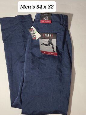 Van Heusen Flex Slim Fit Blue Men's Chino Pants Size 34 x 32 NWT ($75 Msrp)